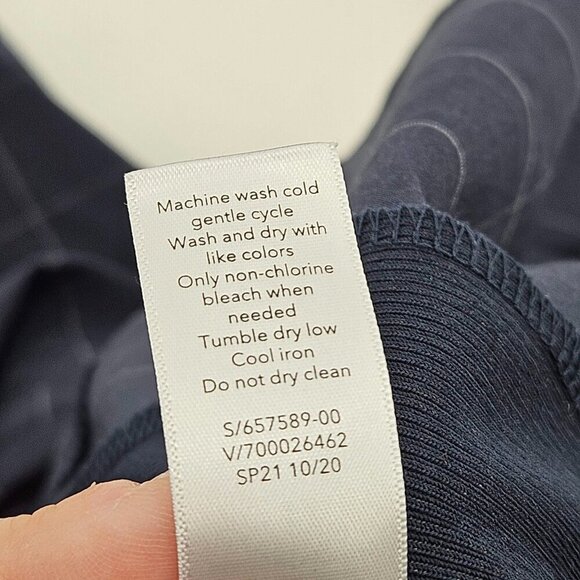 Athleta Brooklyn Textured Ankle Pants Windowpane Plaid Navy Blue Women’s Size 22 - Picture 10 of 13